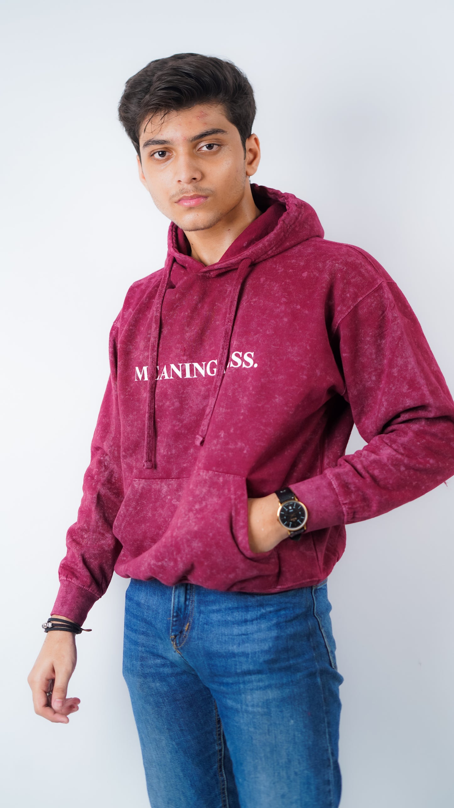 Rustic Noir Maroon washed hoodie