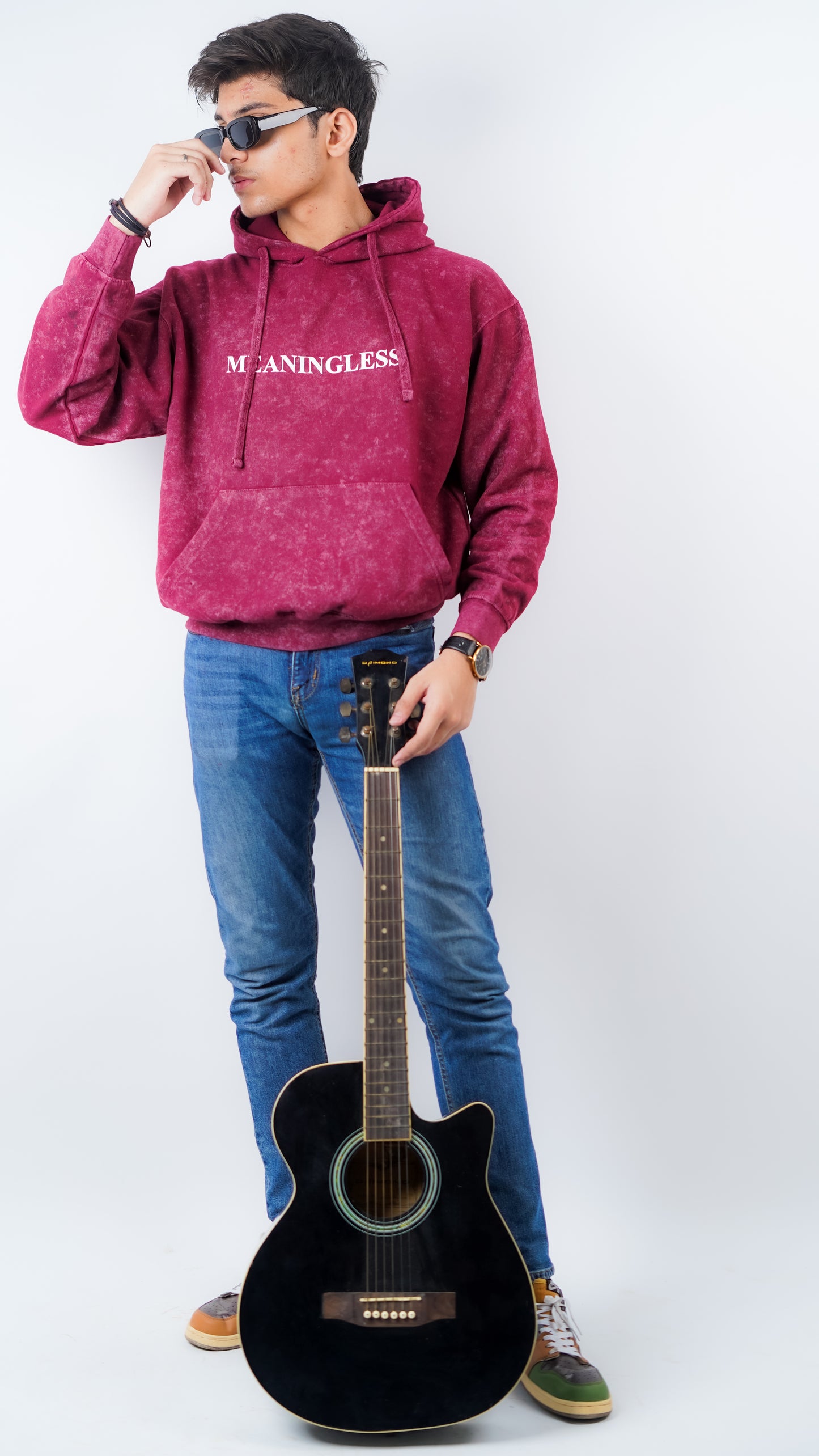 Rustic Noir Maroon washed hoodie